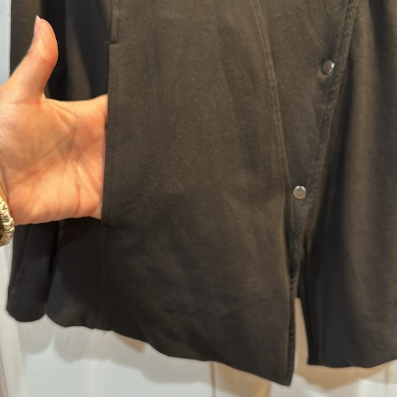 Eileen Fisher Black Organic Cotton Knit Asymetrical Snap Moto Jacket 1X - Picture 5 of 7